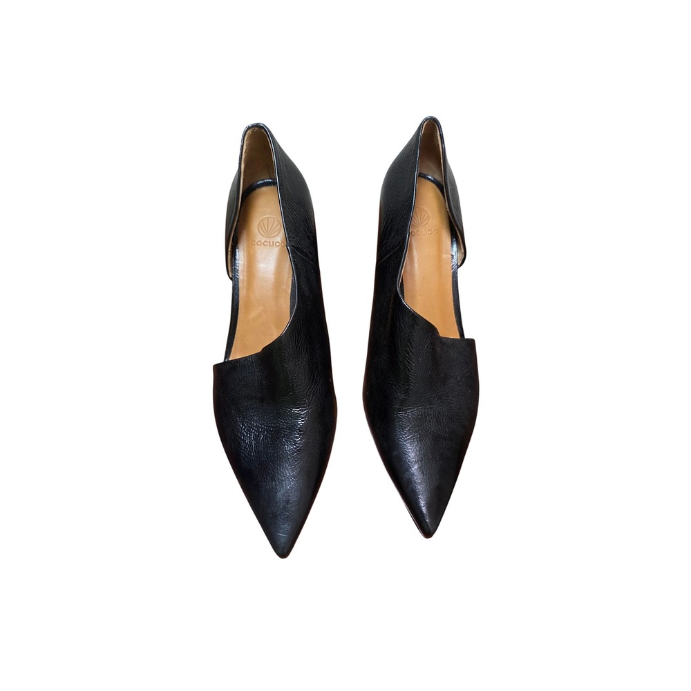 Coclico D'Orsay Pumps Women 40.5 Black Leather Pointed Toe Heels Professional